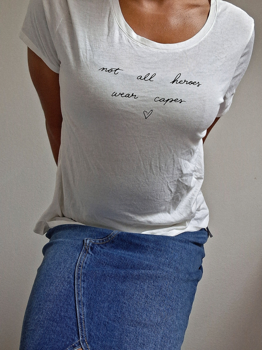 White Graphic Tee - Not All Heroes Wear Capes